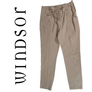 Windsor Tan Pants with Fun Lace Front, Size M